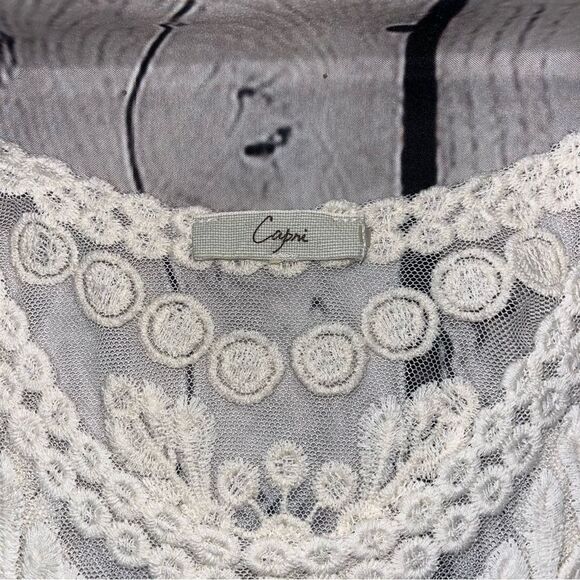 Vintage Y2K Capri Embroidered Lace Sheer Cami Tank Top Size Medium - Picture 8 of 13